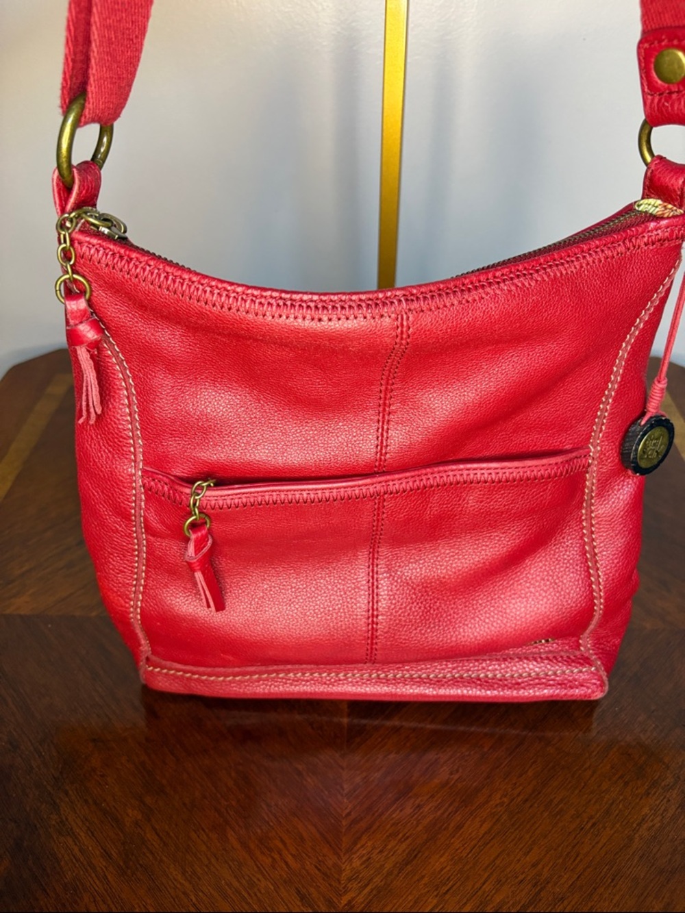 The Sak Red Leather Crossbody Bag - Classic Everyday Shoulder Bag